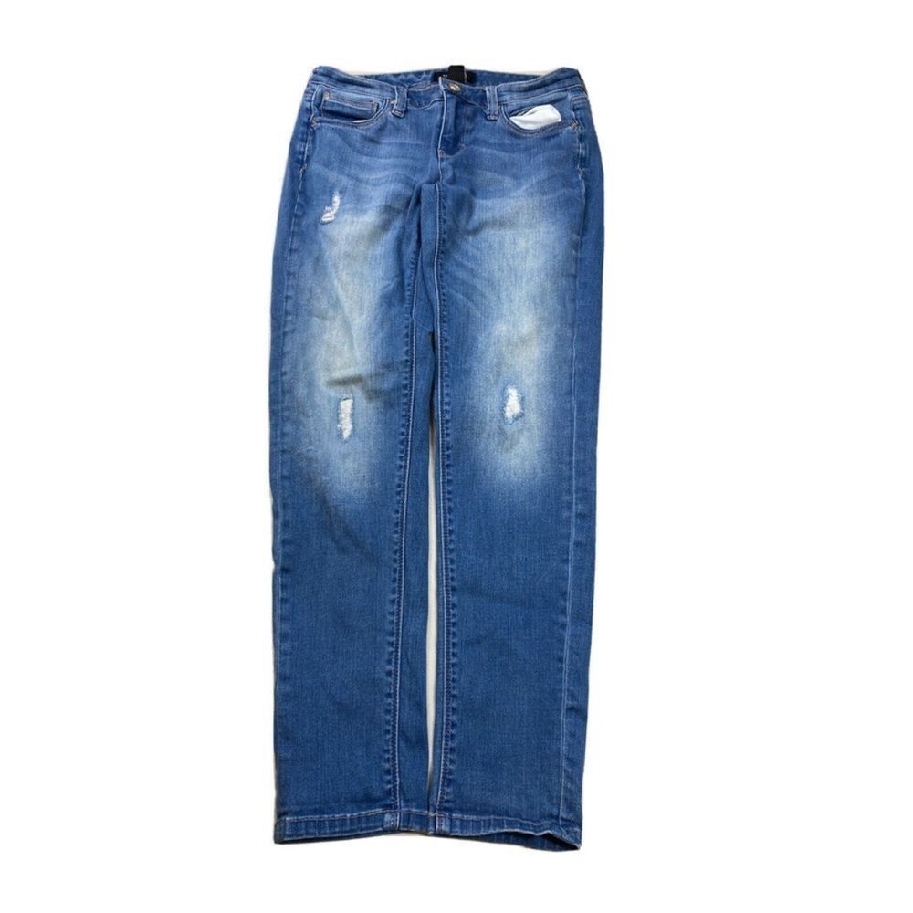 White House Black Market Womens Light Wash Distressed Girlfriend Jeans- 0 - Picture 4 of 7